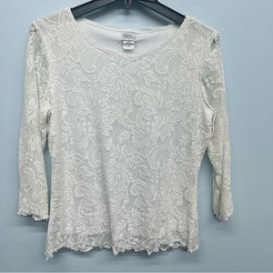 Giorgio Fiorlini white lace top size Medium